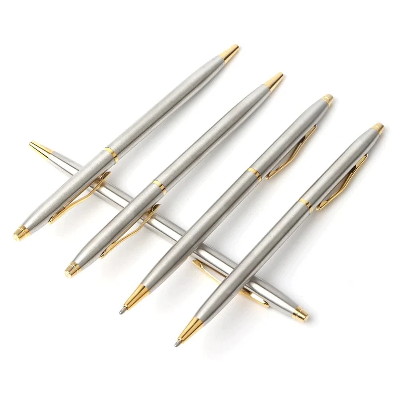 2 + 20 Teile/satz Metall Kugelschreiber Mit Minen Für Schule Büro Edelstahl Material Kugelschreiber Schwarz Blau Refill Tinte