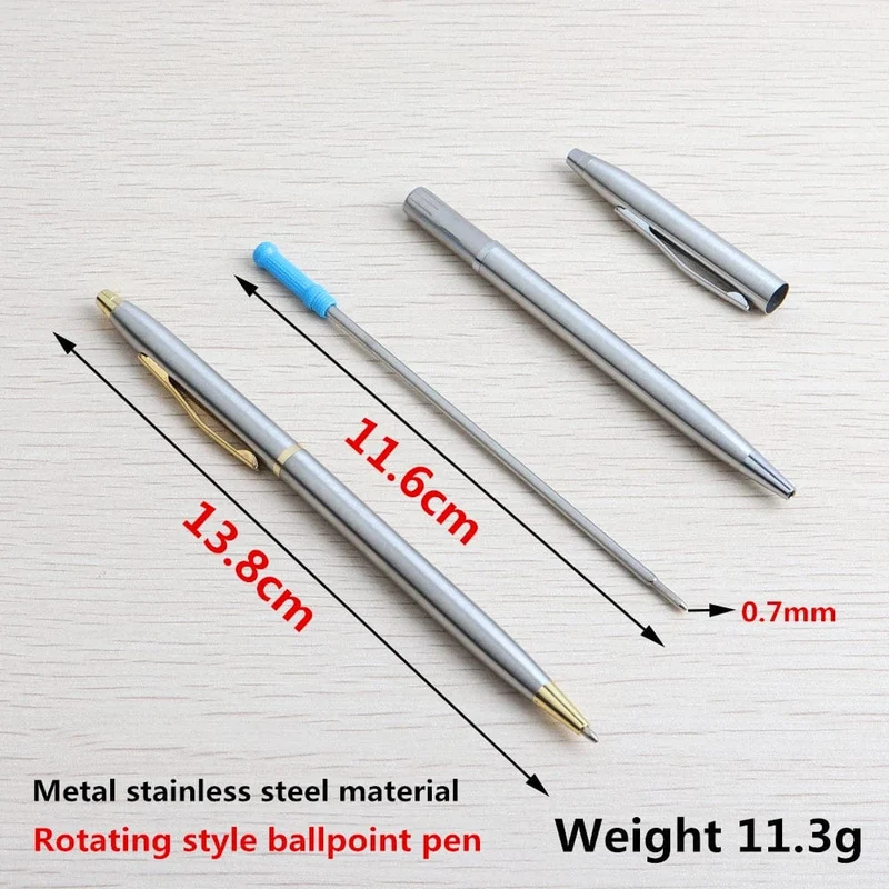 2 + 20 Teile/satz Metall Kugelschreiber Mit Minen Für Schule Büro Edelstahl Material Kugelschreiber Schwarz Blau Refill Tinte