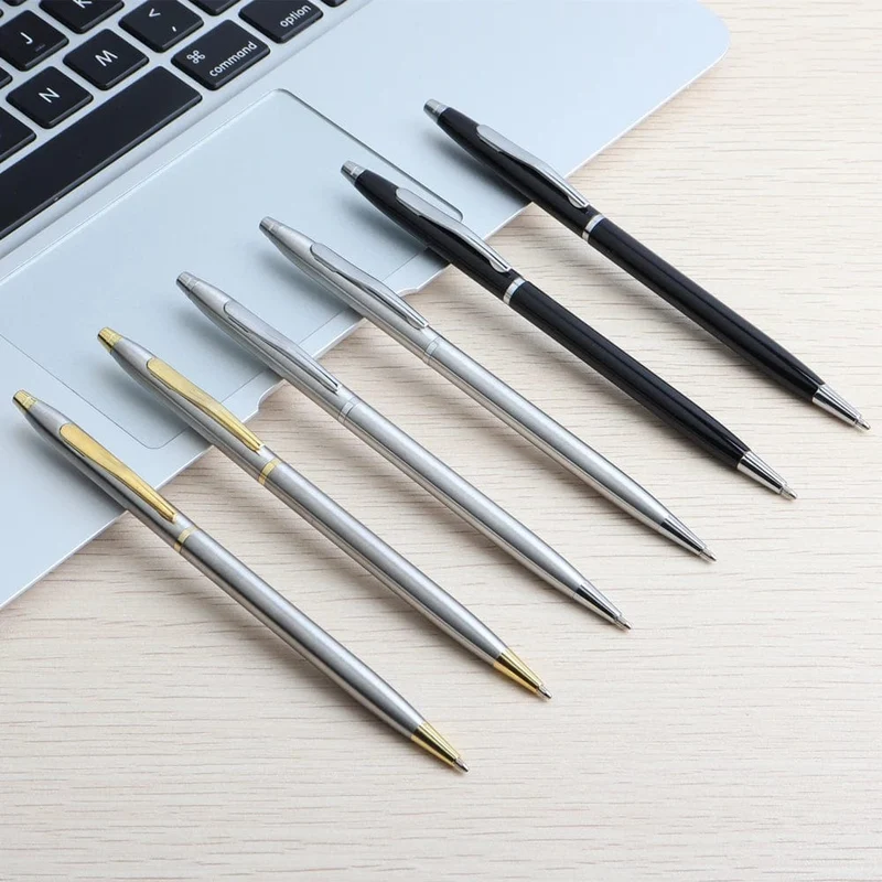 2 + 20 Teile/satz Metall Kugelschreiber Mit Minen Für Schule Büro Edelstahl Material Kugelschreiber Schwarz Blau Refill Tinte