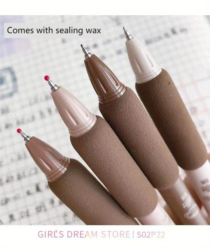 4 Stück süßes Kawaii-Gelstift-Set mit Kaffee- und Brotgeschmack, 0.5 mm, schwarze Tinte zum Schreiben von Büro- und Schulschreibwaren