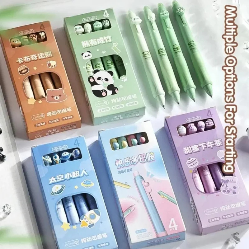 Löschbarer Stift 0.5 mm Neutralstift Cartoon Schwarz Blau Tinte Thermischer Radiergummi Presse Stift Bürobedarf