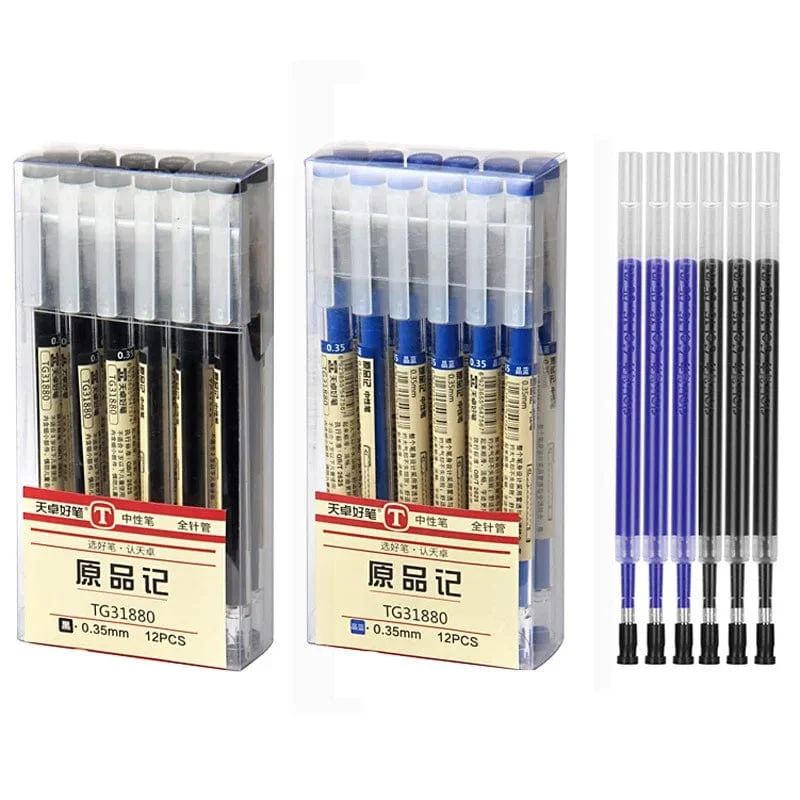 12 teile/los Japan Fine Point Stift 0.35mm Schwarz Blau Rot Tinte Gel Stift Kugelschreiber Schule Büro Student Writing Schreibwaren versorgung