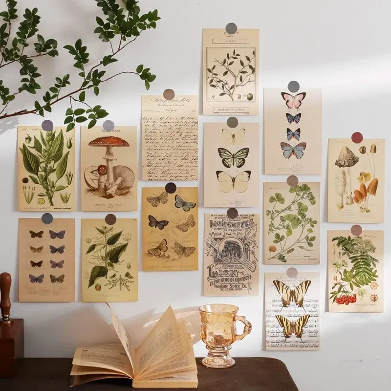 Ins Vintage Künstlerische Pflanze Schmetterling Dekorative Karte zimmer lustige Postkarten Hintergrund Wand Wohnkultur Foto Requisiten 30 Blätter