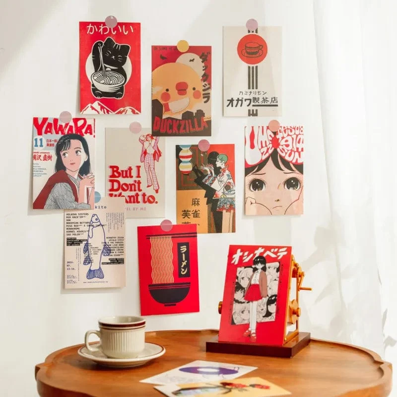 Japanische Showa Vintage Cartoon Mädchen Postkarte süße Foto Requisiten Zimmer Hintergrund Wand kreative DIY Kawaii 30 Blätter kostenlose Aufkleber