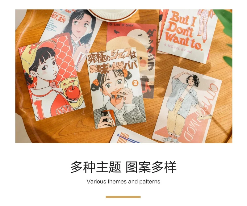 Japanische Showa Vintage Cartoon Mädchen Postkarte süße Foto Requisiten Zimmer Hintergrund Wand kreative DIY Kawaii 30 Blätter kostenlose Aufkleber
