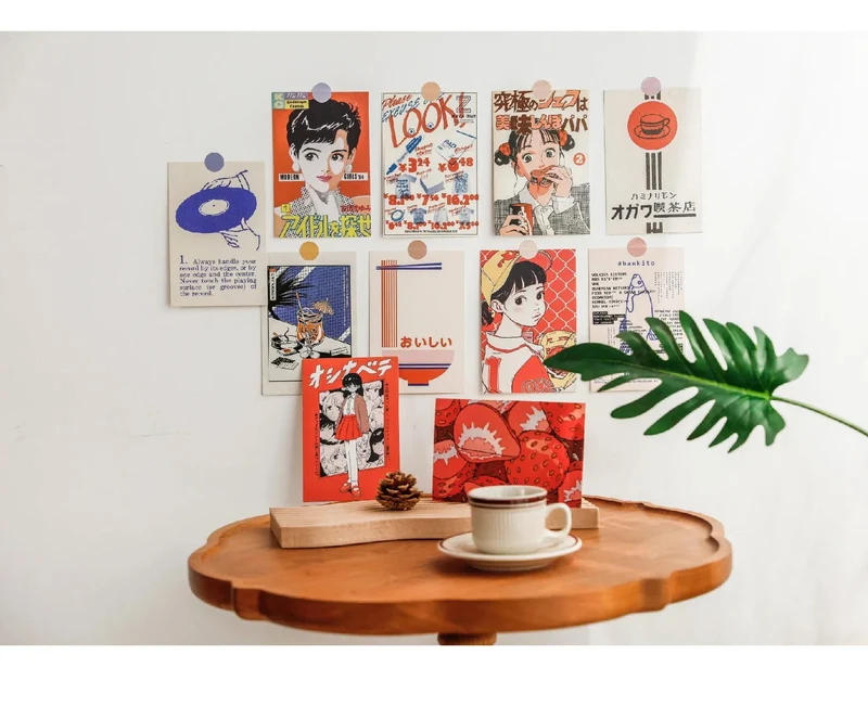 Japanische Showa Vintage Cartoon Mädchen Postkarte süße Foto Requisiten Zimmer Hintergrund Wand kreative DIY Kawaii 30 Blätter kostenlose Aufkleber