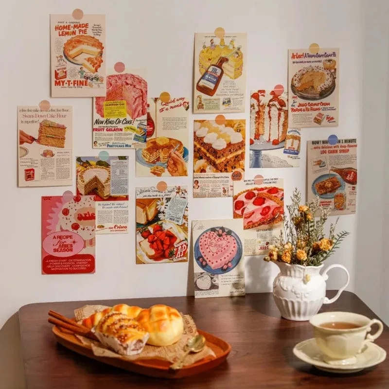 Ins Vintage Brot Alte Zeitungen Postkarten Süße Foto Requisiten Zimmer Hintergrund Wand DIY Dekorative Karte 30 Blatt Kostenloser Aufkleber
