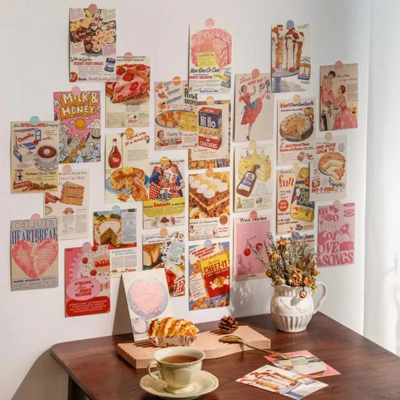Ins Vintage Brot Alte Zeitungen Postkarten Süße Foto Requisiten Zimmer Hintergrund Wand DIY Dekorative Karte 30 Blatt Kostenloser Aufkleber