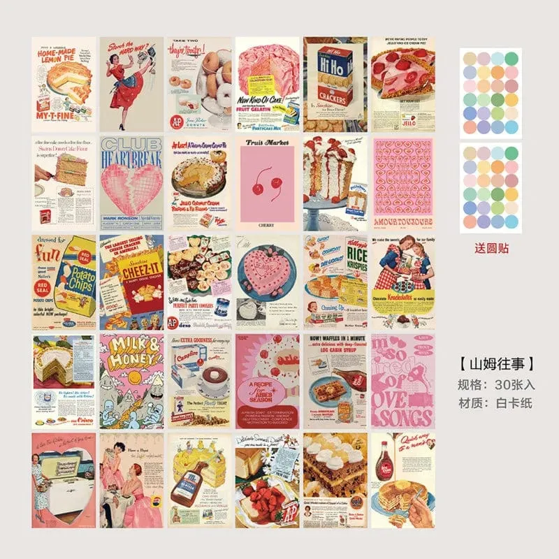 Ins Vintage Brot Alte Zeitungen Postkarten Süße Foto Requisiten Zimmer Hintergrund Wand DIY Dekorative Karte 30 Blatt Kostenloser Aufkleber