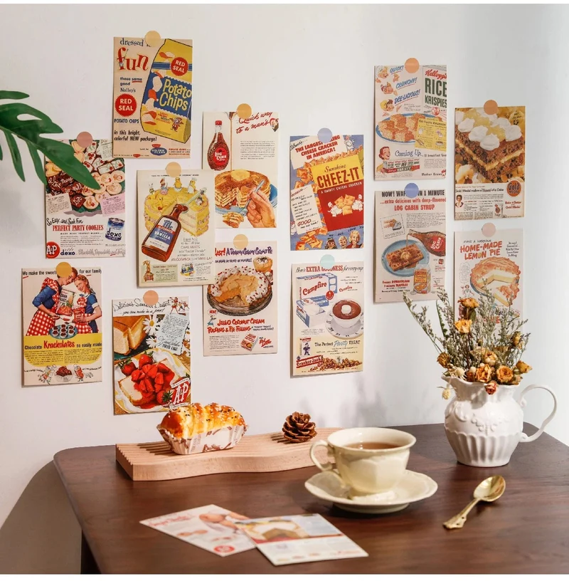 Ins Vintage Brot Alte Zeitungen Postkarten Süße Foto Requisiten Zimmer Hintergrund Wand DIY Dekorative Karte 30 Blatt Kostenloser Aufkleber