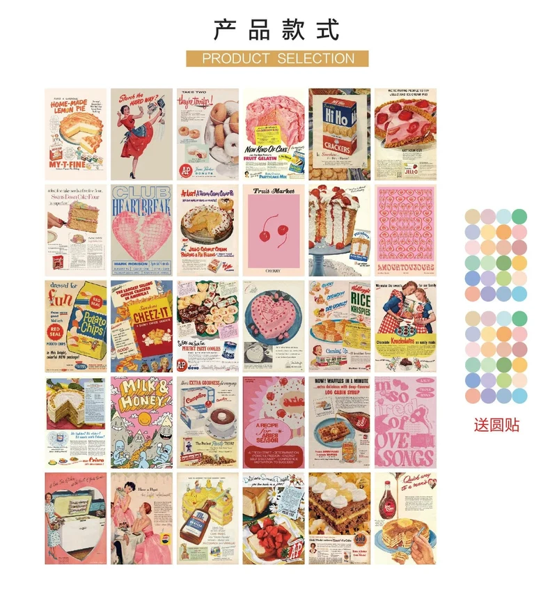 Ins Vintage Brot Alte Zeitungen Postkarten Süße Foto Requisiten Zimmer Hintergrund Wand DIY Dekorative Karte 30 Blatt Kostenloser Aufkleber
