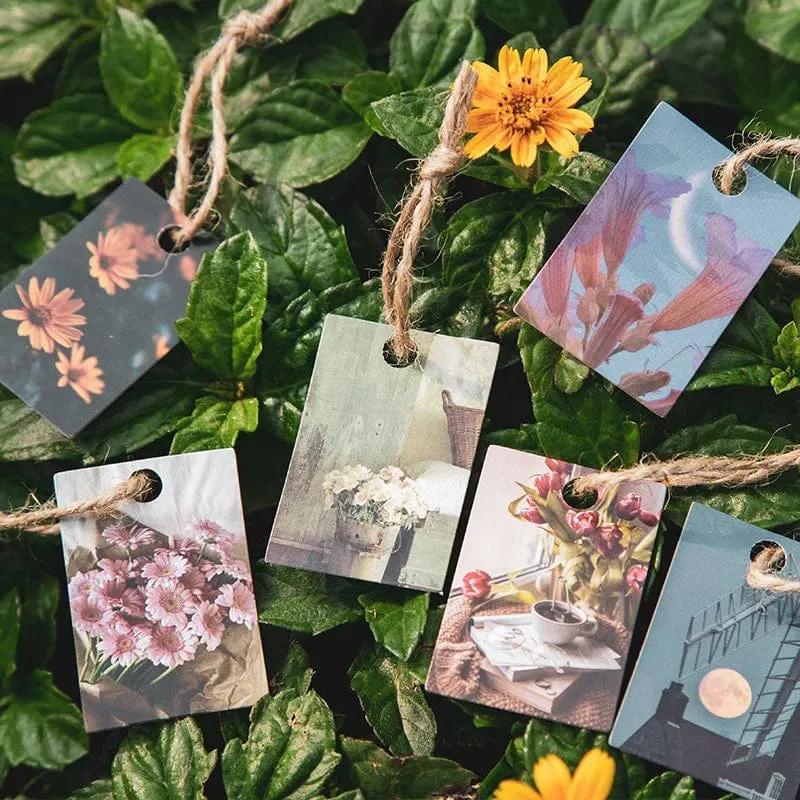 100 stücke Frühling Sommer Herbst Winter Kraftpapier Mini Grußkarte INS Blume Postkarte Briefumschlag Dekoration LOMO Karten