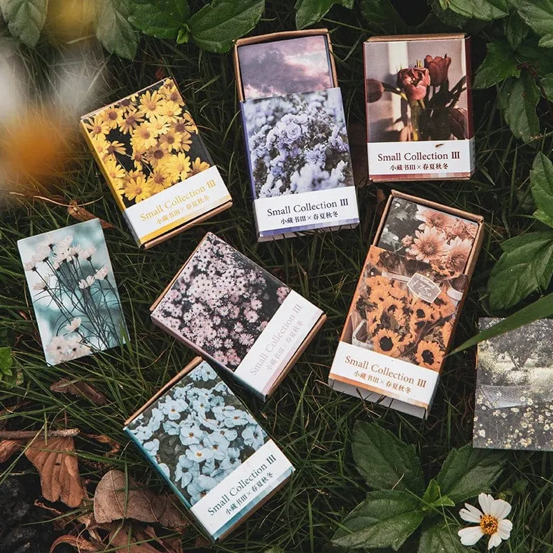 100 stücke Frühling Sommer Herbst Winter Kraftpapier Mini Grußkarte INS Blume Postkarte Briefumschlag Dekoration LOMO Karten