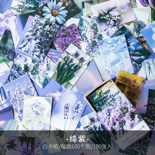 100 stücke Frühling Sommer Herbst Winter Kraftpapier Mini Grußkarte INS Blume Postkarte Briefumschlag Dekoration LOMO Karten