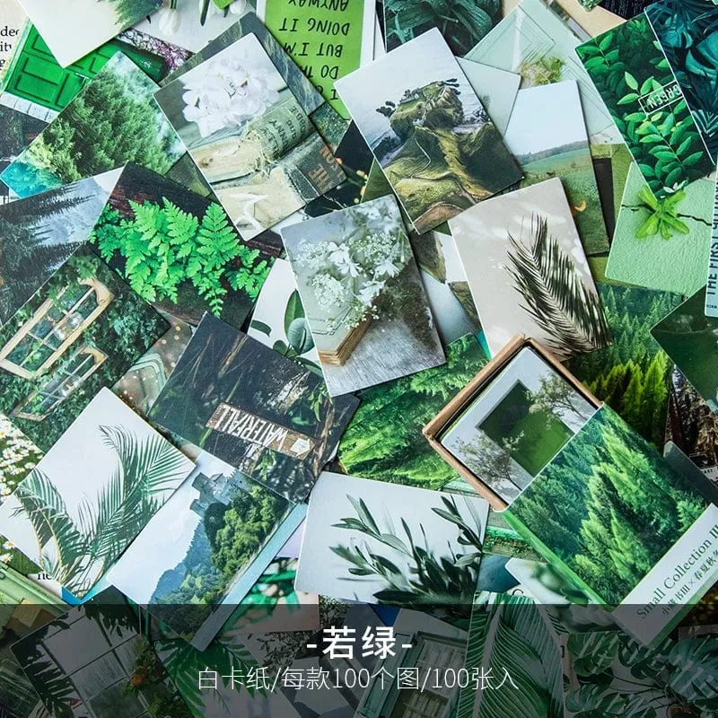 100 stücke Frühling Sommer Herbst Winter Kraftpapier Mini Grußkarte INS Blume Postkarte Briefumschlag Dekoration LOMO Karten