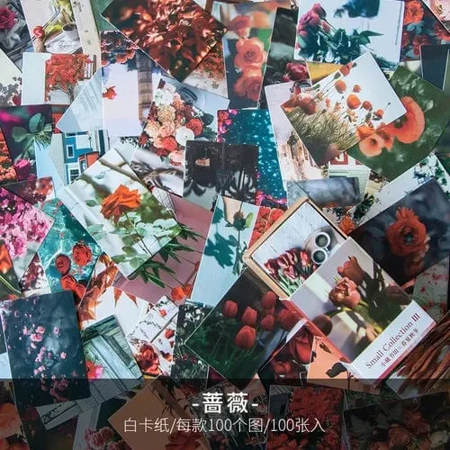 100 stücke Frühling Sommer Herbst Winter Kraftpapier Mini Grußkarte INS Blume Postkarte Briefumschlag Dekoration LOMO Karten