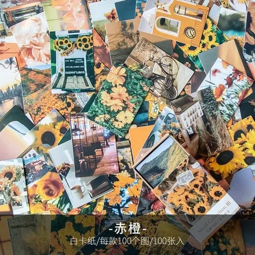 100 stücke Frühling Sommer Herbst Winter Kraftpapier Mini Grußkarte INS Blume Postkarte Briefumschlag Dekoration LOMO Karten