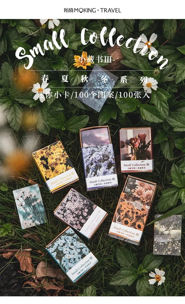 100 stücke Frühling Sommer Herbst Winter Kraftpapier Mini Grußkarte INS Blume Postkarte Briefumschlag Dekoration LOMO Karten