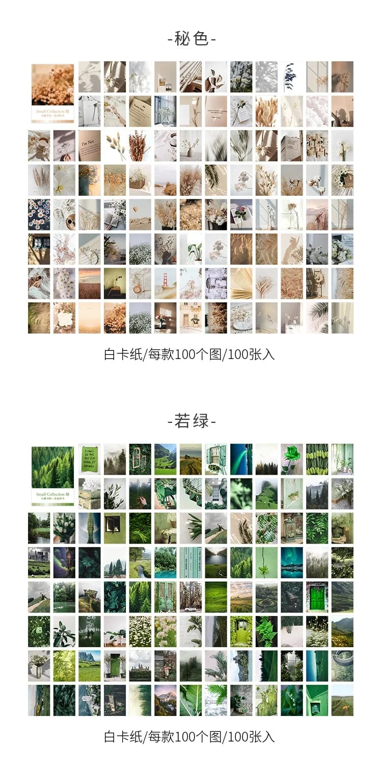 100 stücke Frühling Sommer Herbst Winter Kraftpapier Mini Grußkarte INS Blume Postkarte Briefumschlag Dekoration LOMO Karten