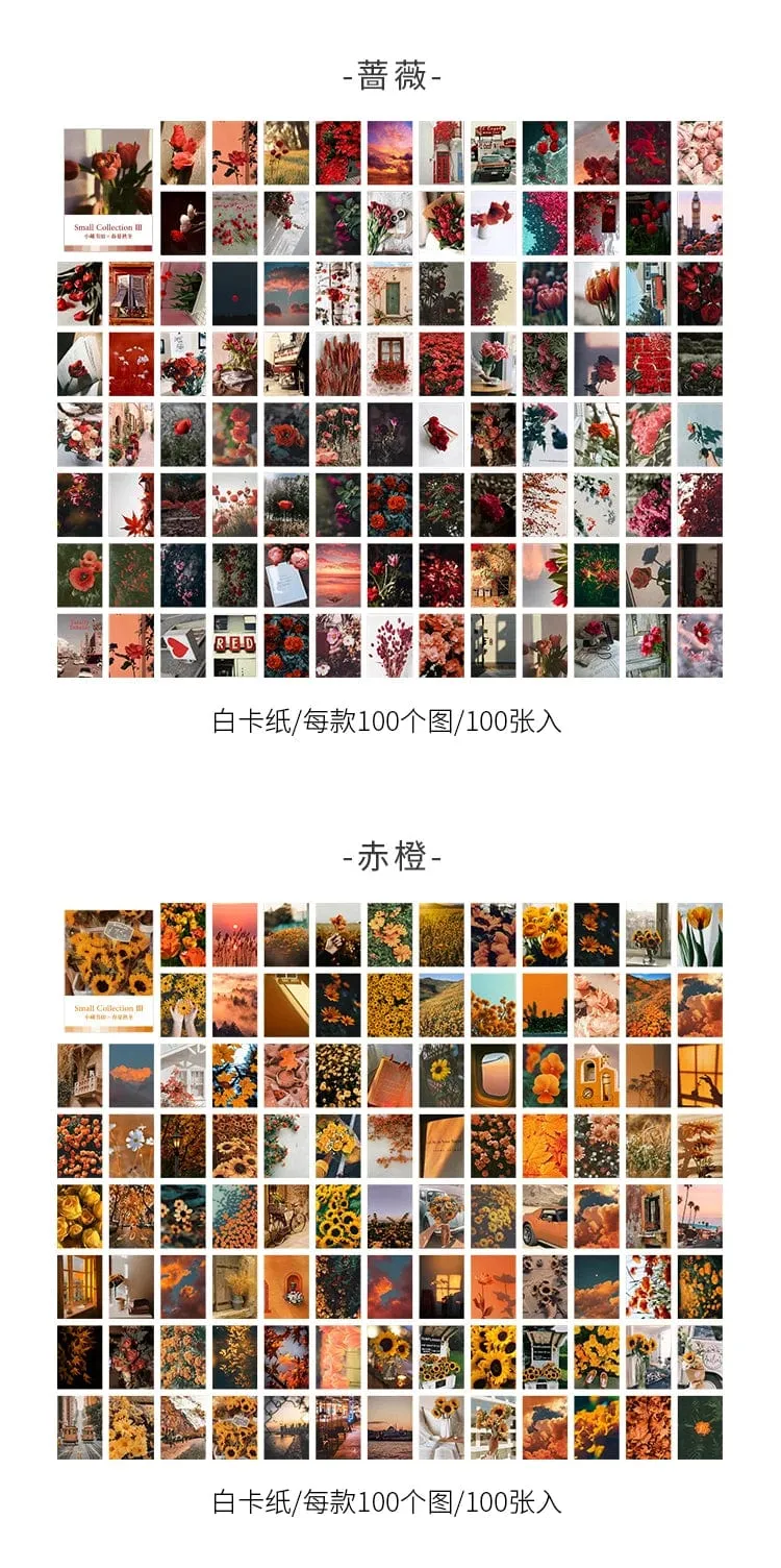 100 stücke Frühling Sommer Herbst Winter Kraftpapier Mini Grußkarte INS Blume Postkarte Briefumschlag Dekoration LOMO Karten