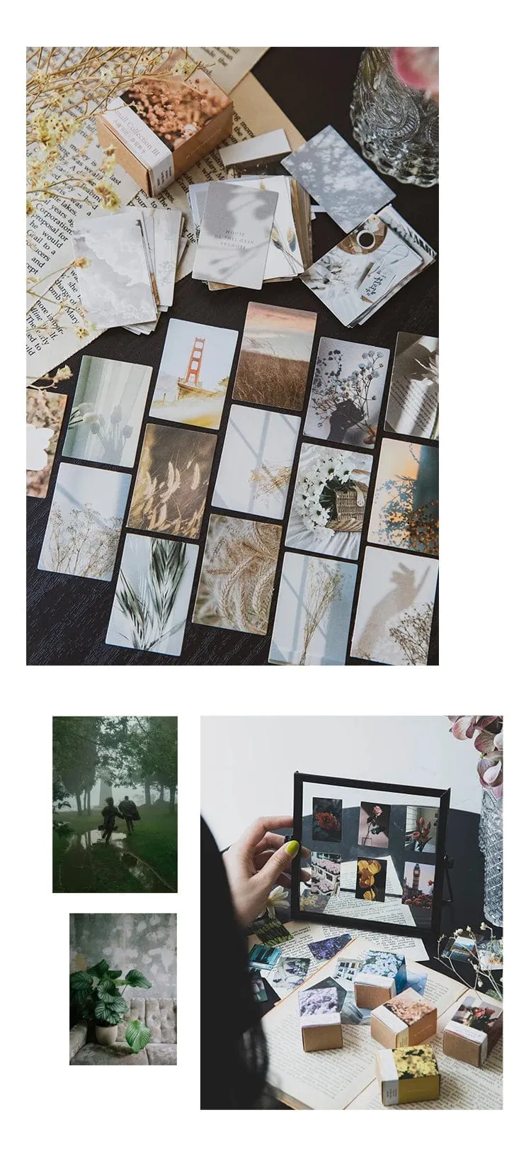 100 stücke Frühling Sommer Herbst Winter Kraftpapier Mini Grußkarte INS Blume Postkarte Briefumschlag Dekoration LOMO Karten