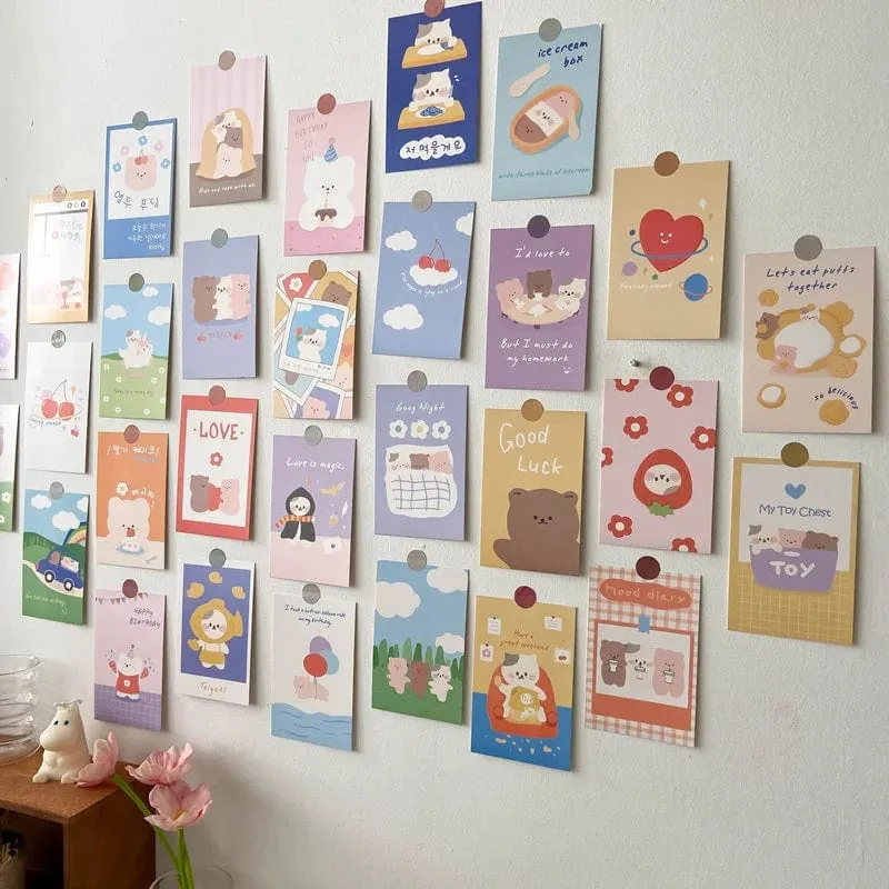 Koreanische Ins Niedlichen Bär Kaninchen Postkarte Set Diy Cartoon Foto Karten Kinderzimmer Hintergrund Kawaii Dekorative Karte 30 Blätter