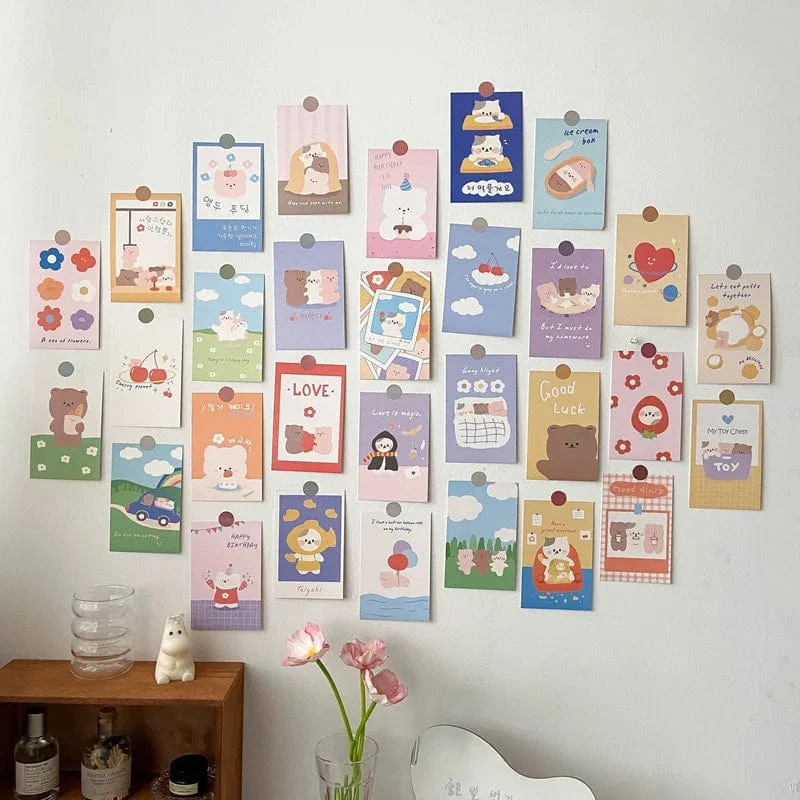 Koreanische Ins Niedlichen Bär Kaninchen Postkarte Set Diy Cartoon Foto Karten Kinderzimmer Hintergrund Kawaii Dekorative Karte 30 Blätter