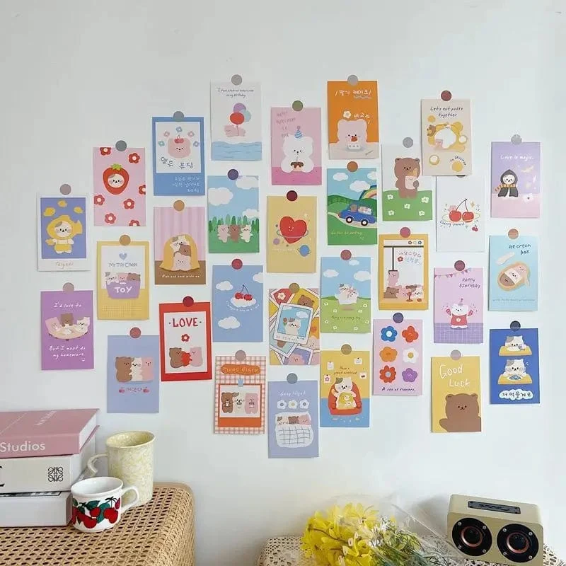 Koreanische Ins Niedlichen Bär Kaninchen Postkarte Set Diy Cartoon Foto Karten Kinderzimmer Hintergrund Kawaii Dekorative Karte 30 Blätter