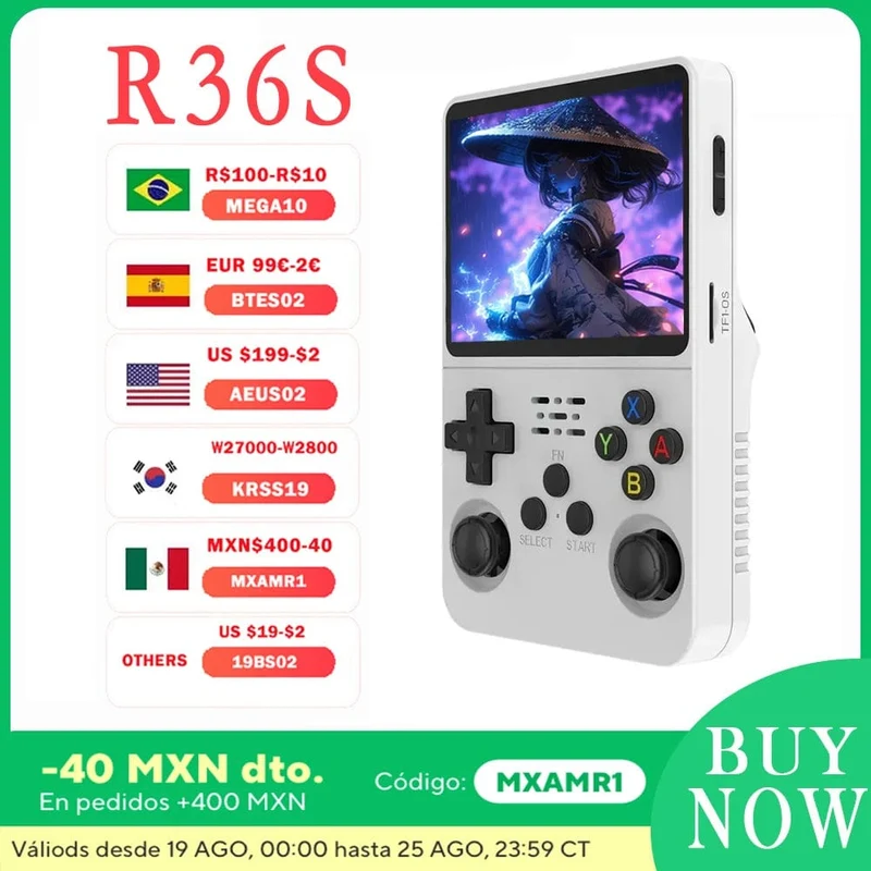 R36s neue Handheld-Spielkonsole Open Source Linux 3.5-Zoll-IPS-Bildschirm Handheld 128GB Videoplayer Weihnachtsgeschenk