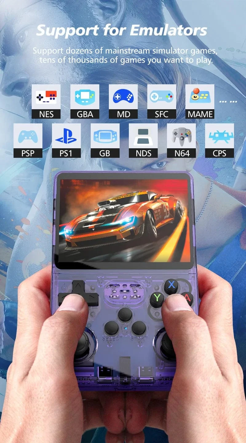 R36S Handheld-Spielkonsole R35s Plus Videospielkonsole Linux-System 3.5-Zoll-IPS-Bildschirm Tragbarer Taschen-Videoplayer 64 GB Spiele