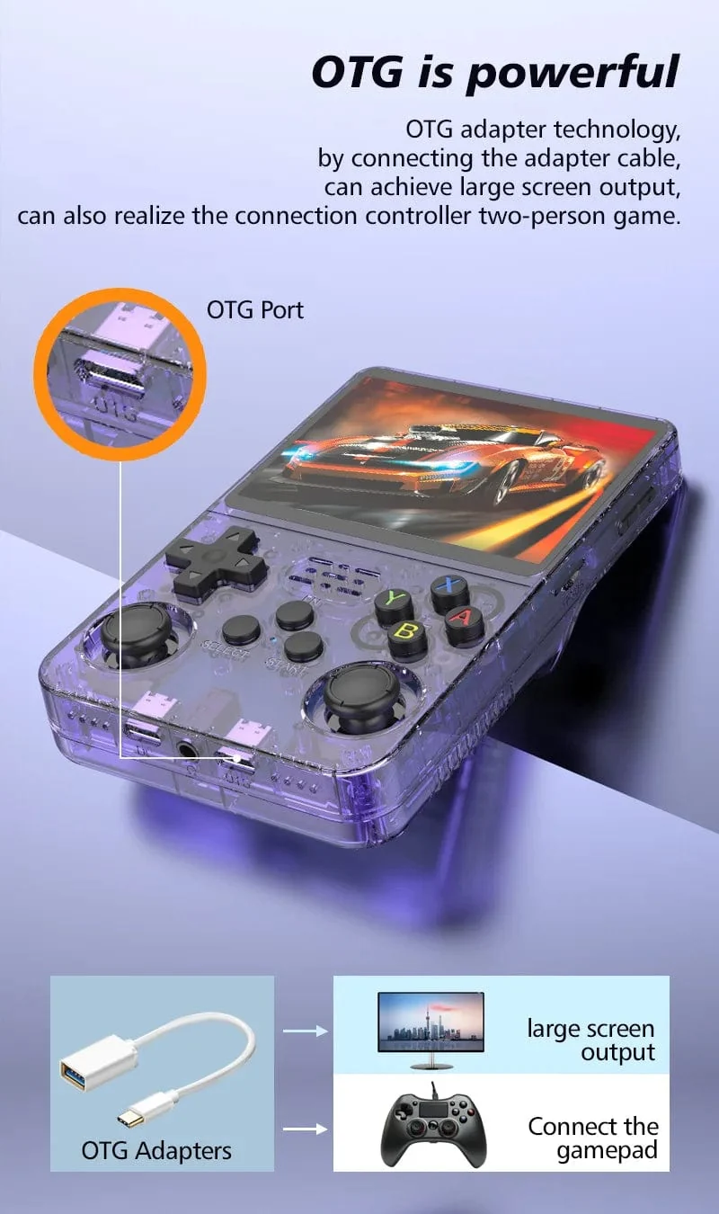 R36S Handheld-Spielkonsole R35s Plus Videospielkonsole Linux-System 3.5-Zoll-IPS-Bildschirm Tragbarer Taschen-Videoplayer 64 GB Spiele