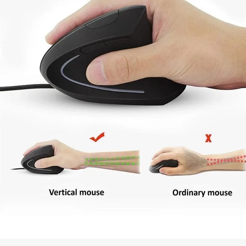 Kabelgebundene vertikale RGB-Maus für die rechte Hand, ergonomische Gaming-Maus, 3200 DPI, optische USB-Maus für gesundes Handgelenk, Maus für PC-Computer