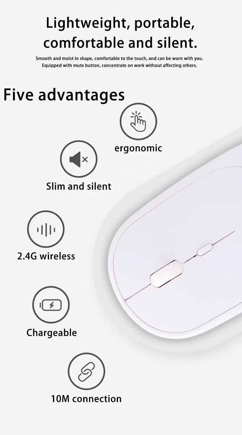 Xiaomi Drahtlose Maus Bluetooth-kompatibel 2.4G Stille Mäuse Einstellbare DPI Ergonomisches Design USB Aufladbare Gaming Büro Maus