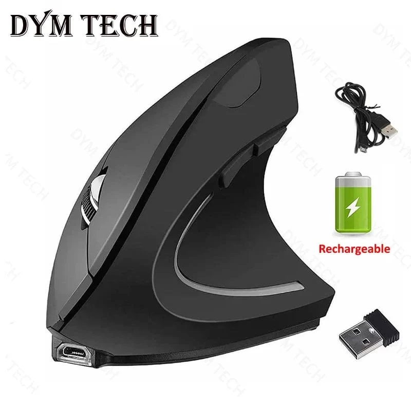 Vertikale ergonomische Gaming-Maus, kabellos, wiederaufladbar, Gamer-Maus-Kit, optische 2.4-GHz-Maus, Computer-PC-Laptop-Desktop-USB-Mäuse