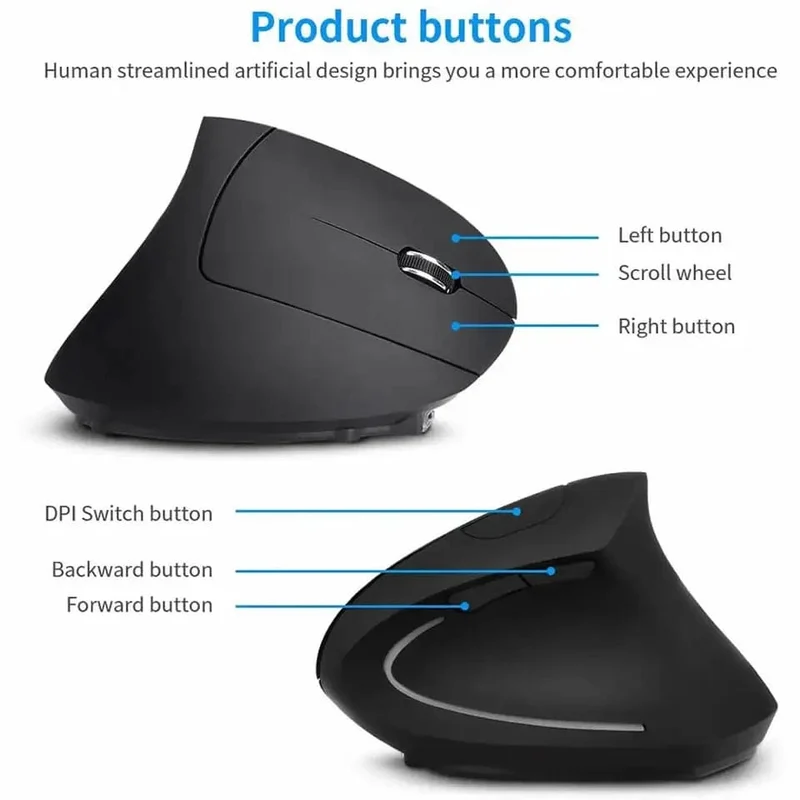 Vertikale ergonomische Gaming-Maus, kabellos, wiederaufladbar, Gamer-Maus-Kit, optische 2.4-GHz-Maus, Computer-PC-Laptop-Desktop-USB-Mäuse