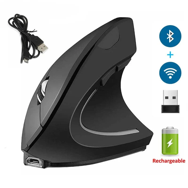 Vertikale ergonomische Gaming-Maus, kabellos, wiederaufladbar, Gamer-Maus-Kit, optische 2.4-GHz-Maus, Computer-PC-Laptop-Desktop-USB-Mäuse