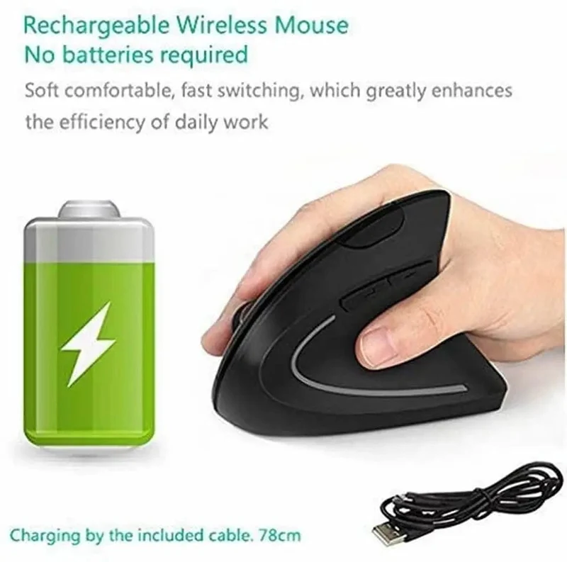 Vertikale ergonomische Gaming-Maus, kabellos, wiederaufladbar, Gamer-Maus-Kit, optische 2.4-GHz-Maus, Computer-PC-Laptop-Desktop-USB-Mäuse