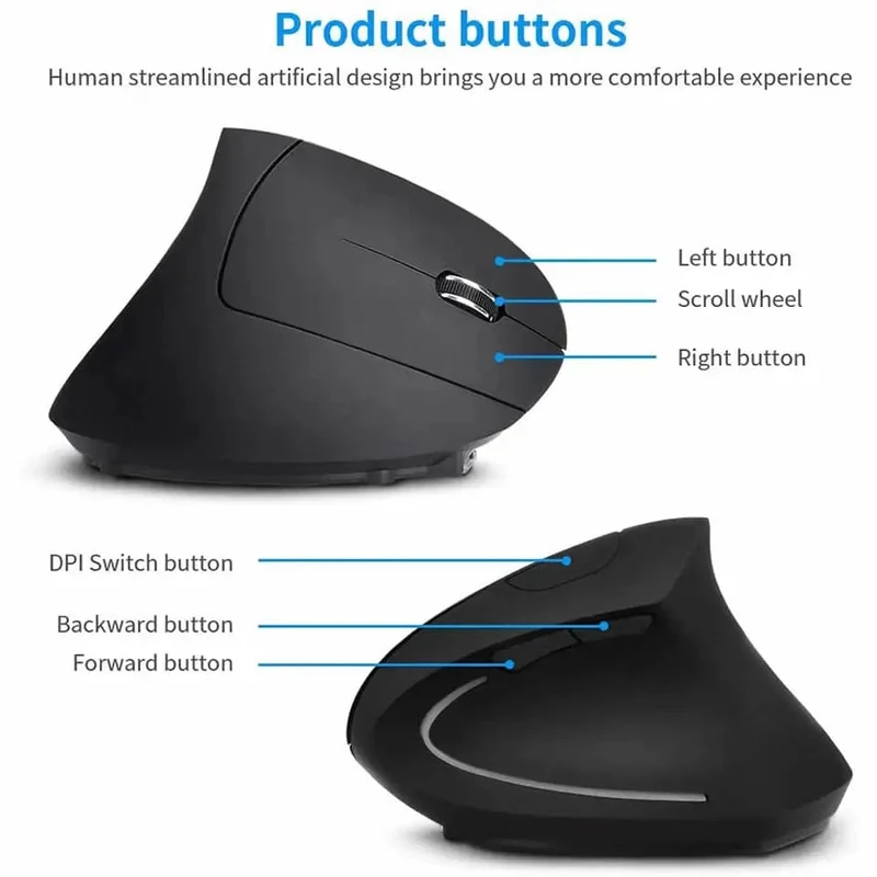 Vertikale ergonomische Gaming-Maus, kabellos, wiederaufladbar, Gamer-Maus-Kit, optische 2.4-GHz-Maus, Computer-PC-Laptop-Desktop-USB-Mäuse