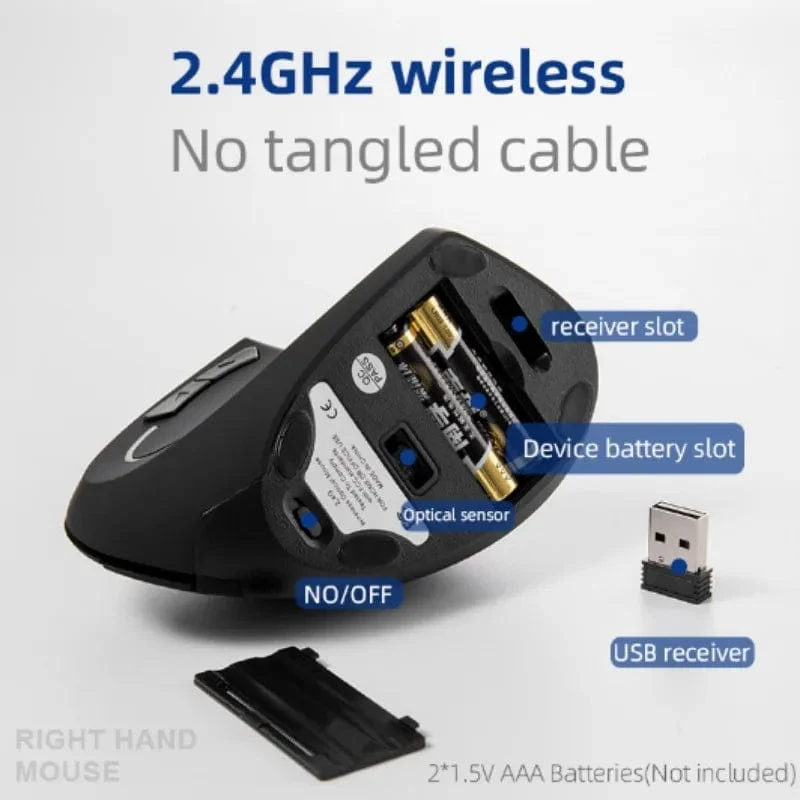 2.4G Drahtlose Maus Vertikale Spiel Maus Ergonomische 1600DPI PC Laptop Büro Mini Spiel Maus