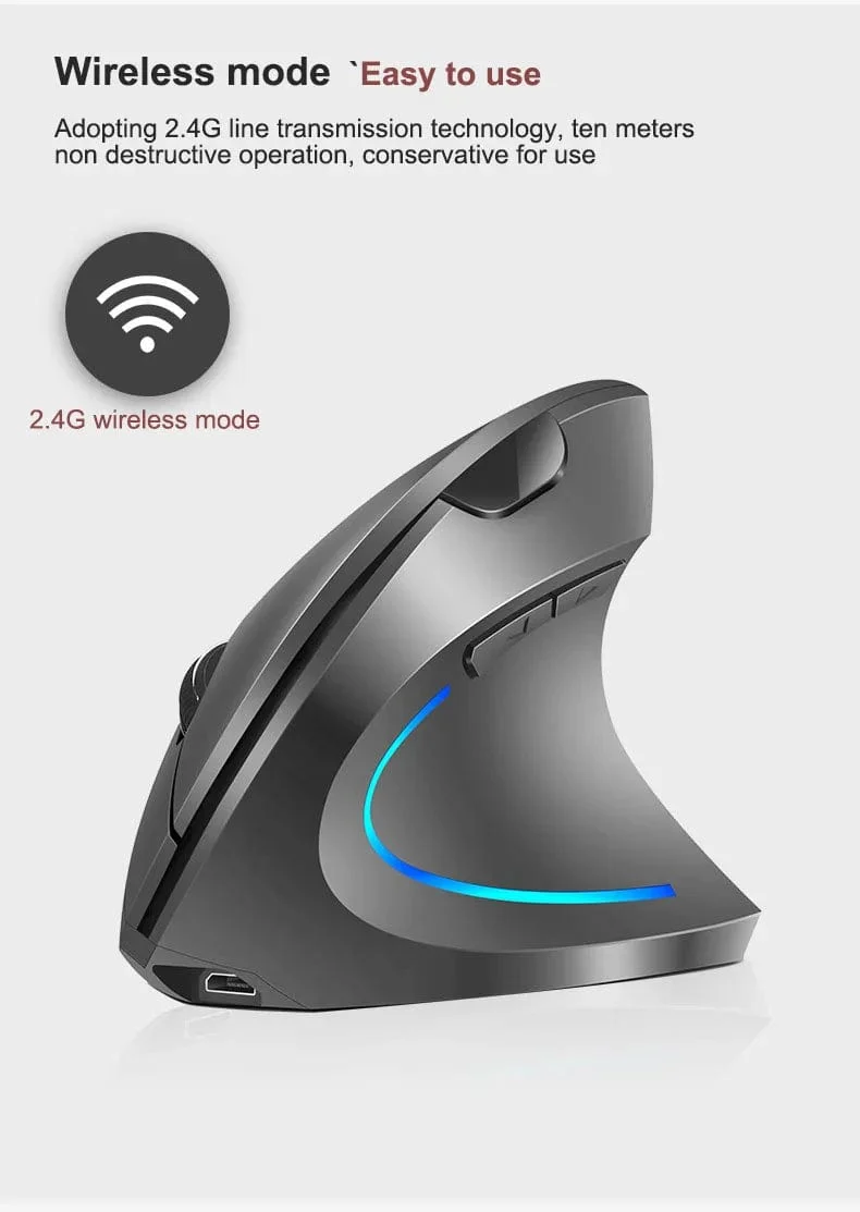 2.4G Drahtlose Maus Vertikale Spiel Maus Ergonomische 1600DPI PC Laptop Büro Mini Spiel Maus