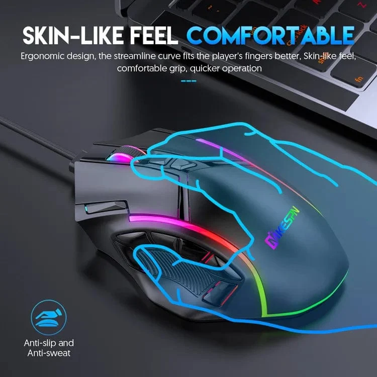 12800DPI Freigewicht-Makro-RGB-Gaming-Maus 12 programmierbare Tasten Spielmaus RGB-Licht Max bis zu 6 Stufen Für PC Mac Gun PUBG Laptop