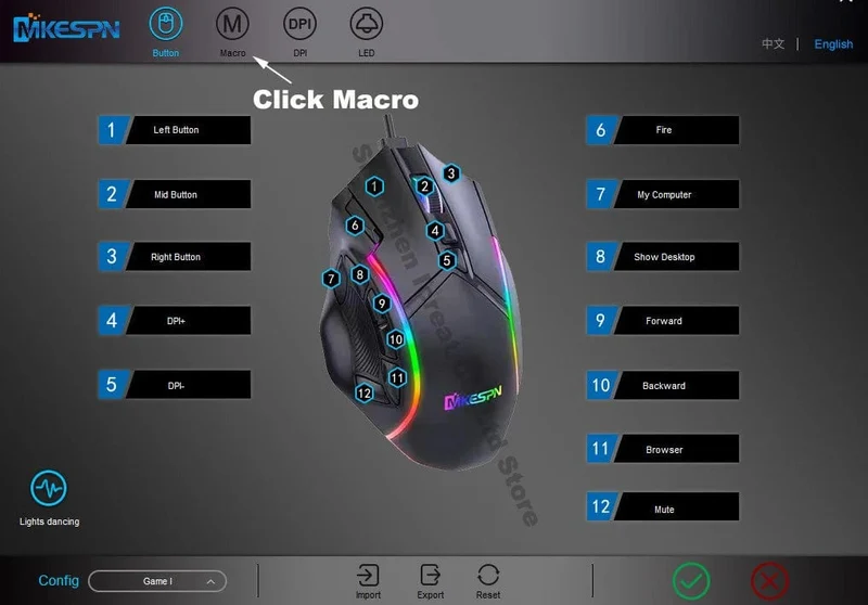 12800DPI Freigewicht-Makro-RGB-Gaming-Maus 12 programmierbare Tasten Spielmaus RGB-Licht Max bis zu 6 Stufen Für PC Mac Gun PUBG Laptop