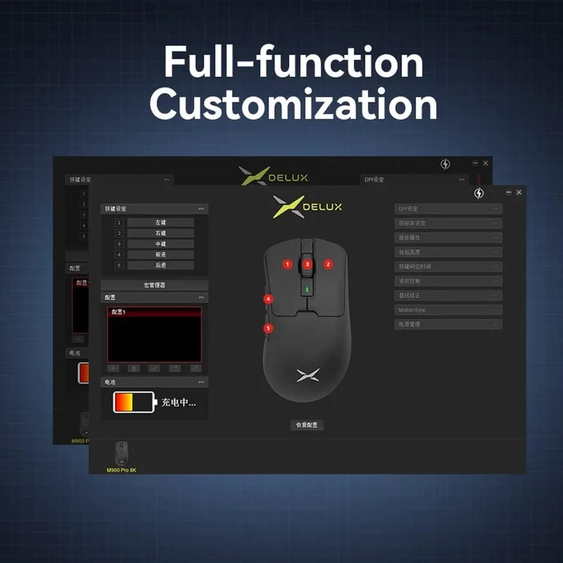 Delux M900PRO Kabellose Gaming-Maus, ergonomisch, 8K-Abfragerate, PAW3395, 63 g, magnetische RGB-Ladestation für PC-Gamer mit rechter großer Hand