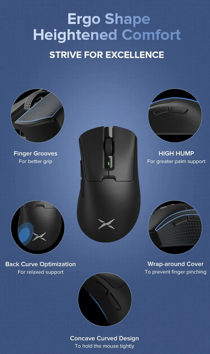 Delux M900PRO Kabellose Gaming-Maus, ergonomisch, 8K-Abfragerate, PAW3395, 63 g, magnetische RGB-Ladestation für PC-Gamer mit rechter großer Hand