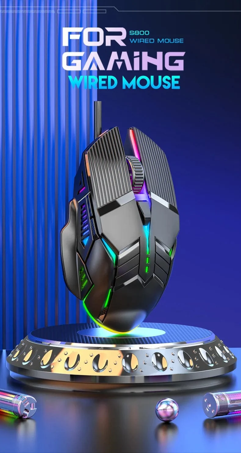 3200DPI Ergonomische kabelgebundene Gaming-Maus USB-Maus Gaming RGB Mause Gamer Maus 6 Tasten LED Stille Mäuse für PC Laptop Computer