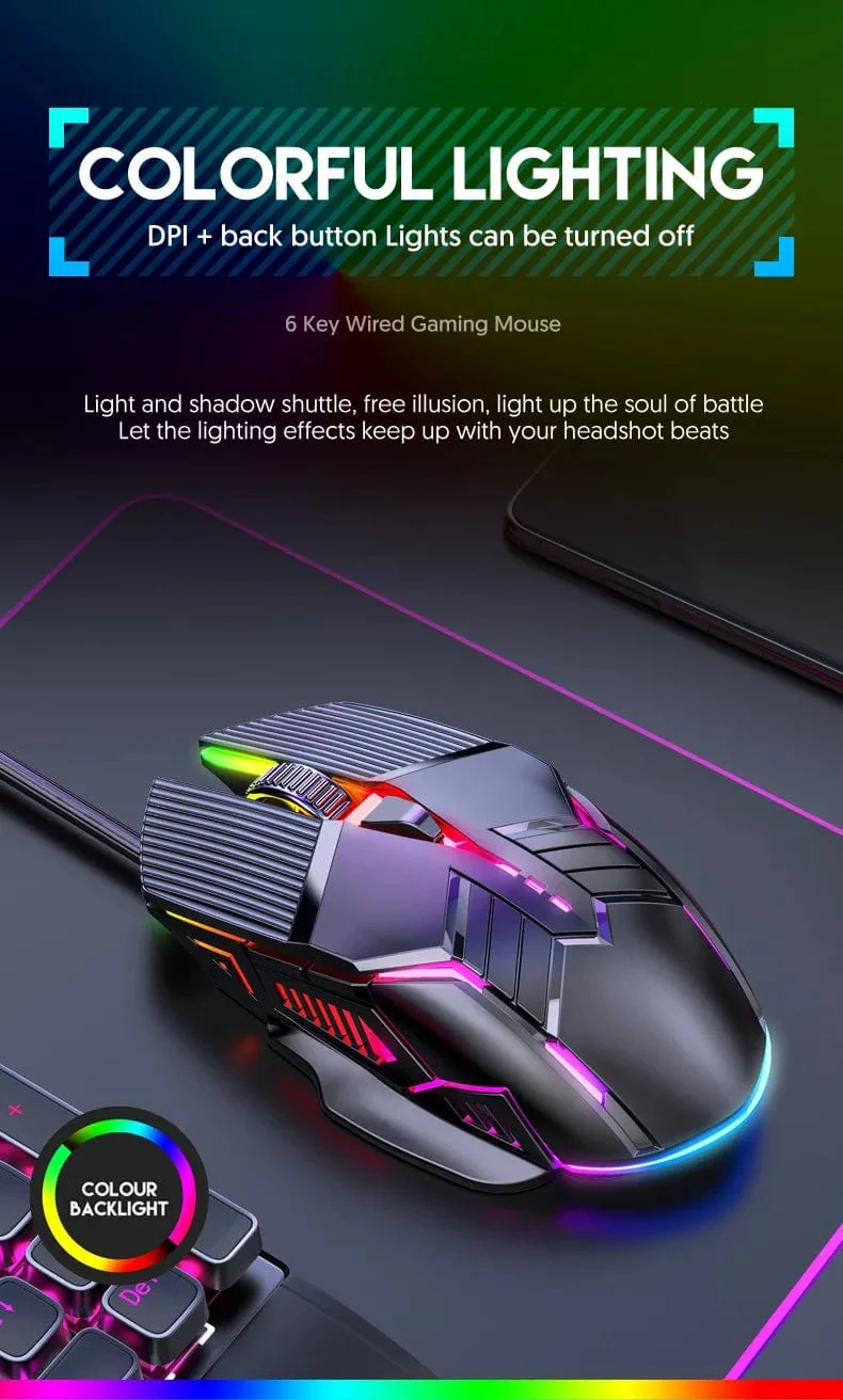 3200DPI Ergonomische kabelgebundene Gaming-Maus USB-Maus Gaming RGB Mause Gamer Maus 6 Tasten LED Stille Mäuse für PC Laptop Computer