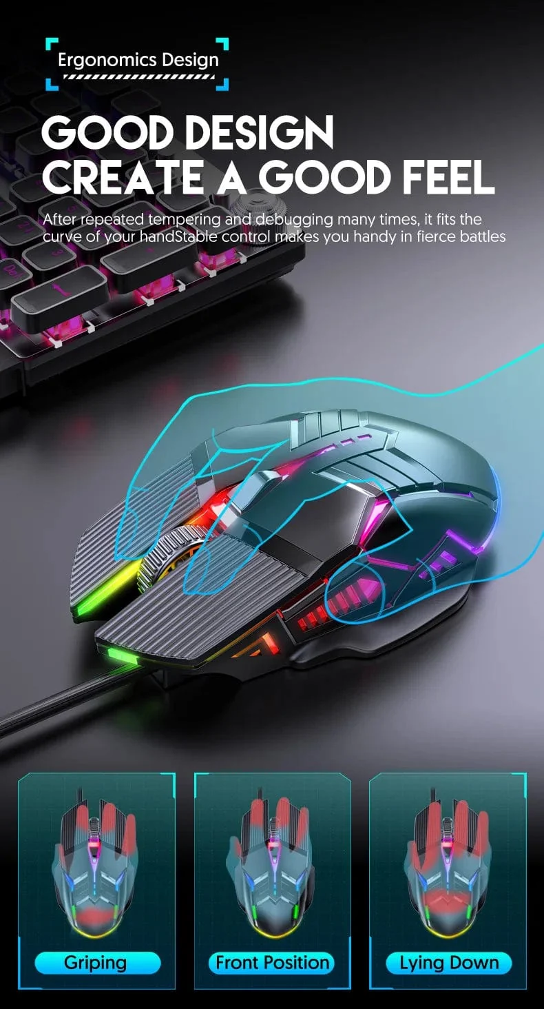 3200DPI Ergonomische kabelgebundene Gaming-Maus USB-Maus Gaming RGB Mause Gamer Maus 6 Tasten LED Stille Mäuse für PC Laptop Computer