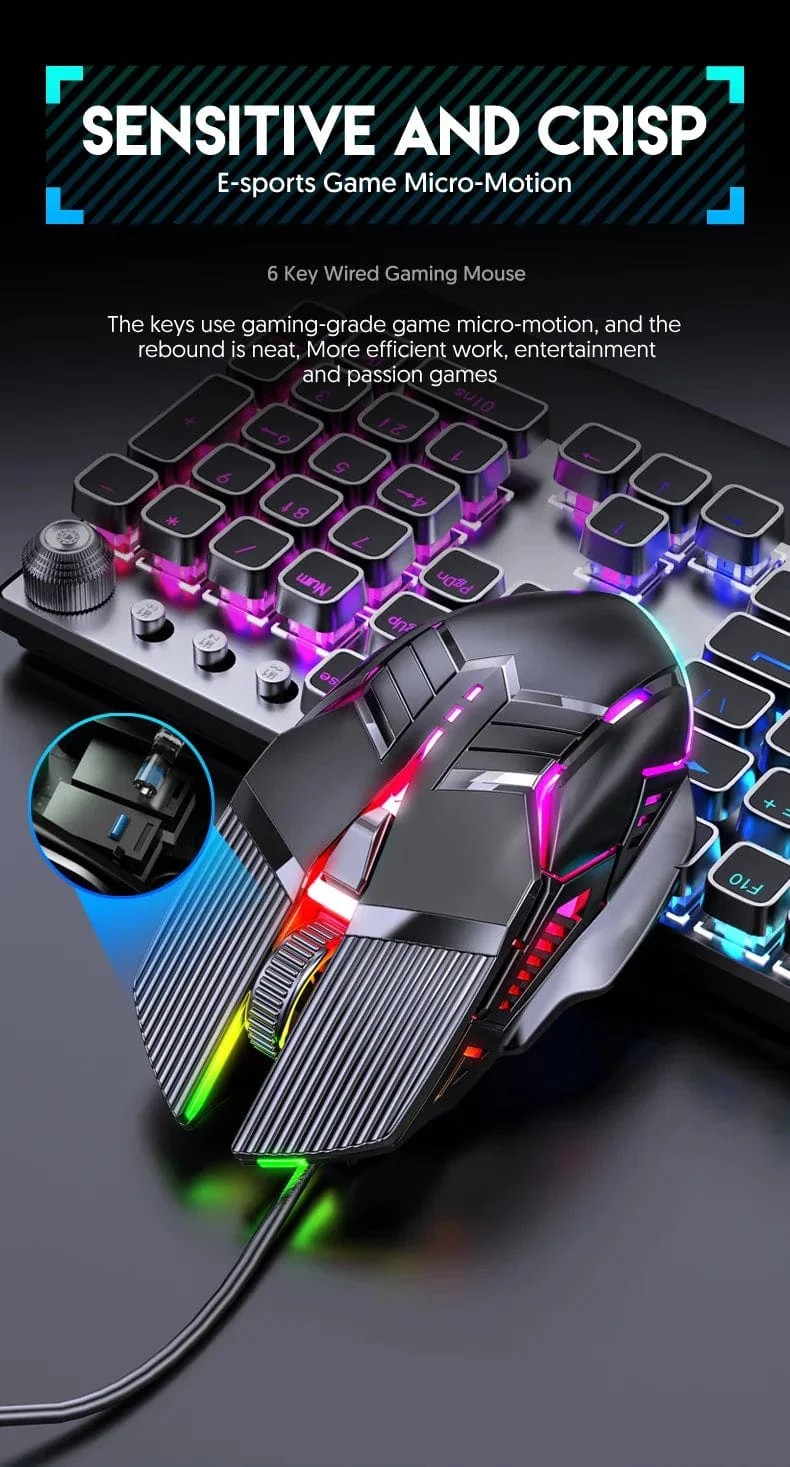 3200DPI Ergonomische kabelgebundene Gaming-Maus USB-Maus Gaming RGB Mause Gamer Maus 6 Tasten LED Stille Mäuse für PC Laptop Computer