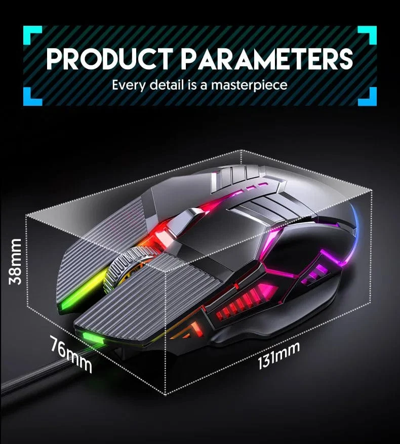 3200DPI Ergonomische kabelgebundene Gaming-Maus USB-Maus Gaming RGB Mause Gamer Maus 6 Tasten LED Stille Mäuse für PC Laptop Computer