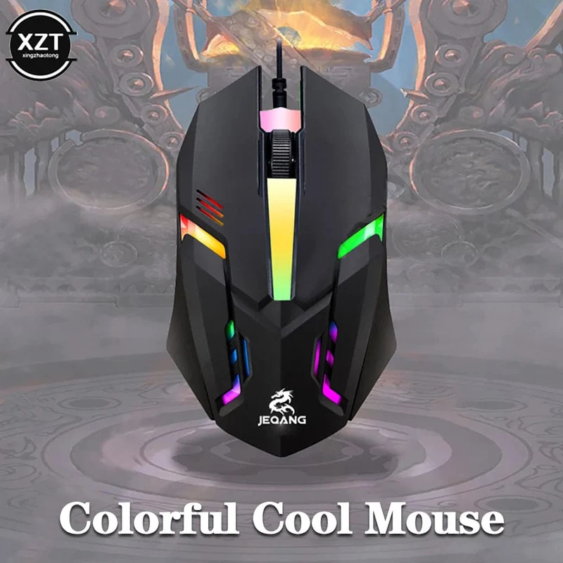 Kabelgebundene Mini-Gaming-Maus mit USB-Anschluss, 1000 DPI, optisch, 3 Tasten, RGB, kabelgebundene USB-Maus, Mäuse für PC, Desktop, Laptop, Computer, Gamer